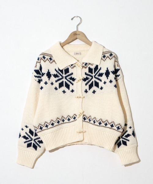 flower（フラワー）の「スノーフレークカーディガン（カーディガン/ボレロ・レディース・ブラウン/アイボリー・FREE）」の4枚目の写真