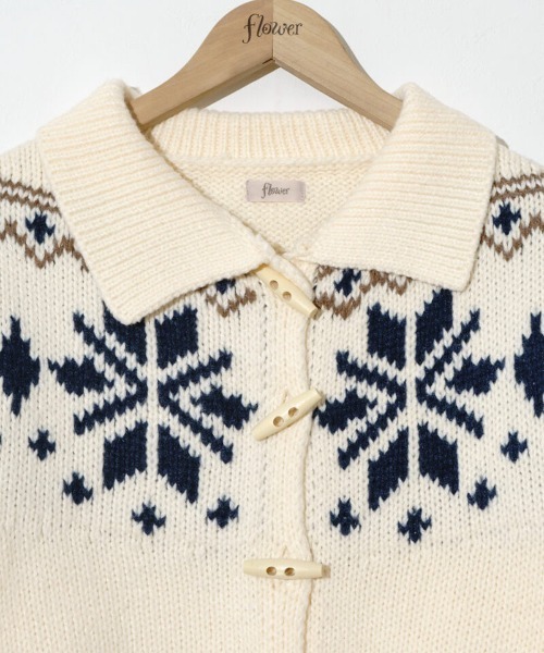 flower（フラワー）の「スノーフレークカーディガン（カーディガン/ボレロ・レディース・ブラウン/アイボリー・FREE）」の8枚目の写真