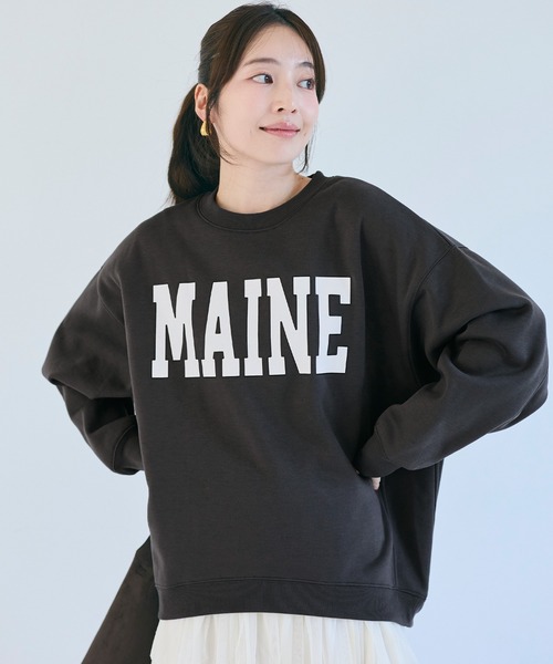 coca（coca）（コカ）の「【WEB限定セール】裏起毛プリントスウェット（スウェット・レディース・ネイビー/チャコール/ライトグレー/ワイン・L/M/S）」の3枚目の写真