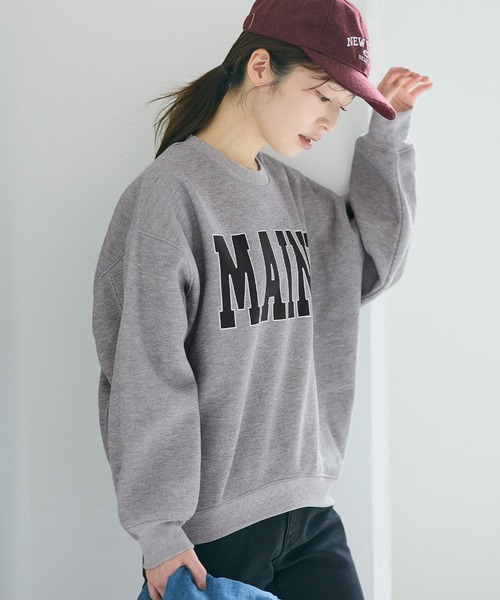 coca（coca）（コカ）の「【WEB限定セール】裏起毛プリントスウェット（スウェット・レディース・ネイビー/チャコール/ライトグレー/ワイン・L/M/S）」の2枚目の写真