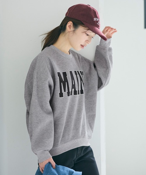 coca（coca）（コカ）の「【WEB限定セール】裏起毛プリントスウェット（スウェット・レディース・ネイビー/チャコール/ライトグレー/ワイン・L/M/S）」の9枚目の写真