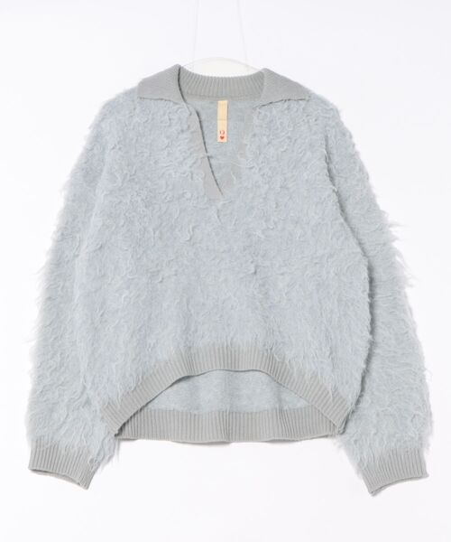 Q（キュー）の「シャギーVニット（ニット/セーター・レディース・アイボリー/ライトグレー・MEDIUM）」の11枚目の写真