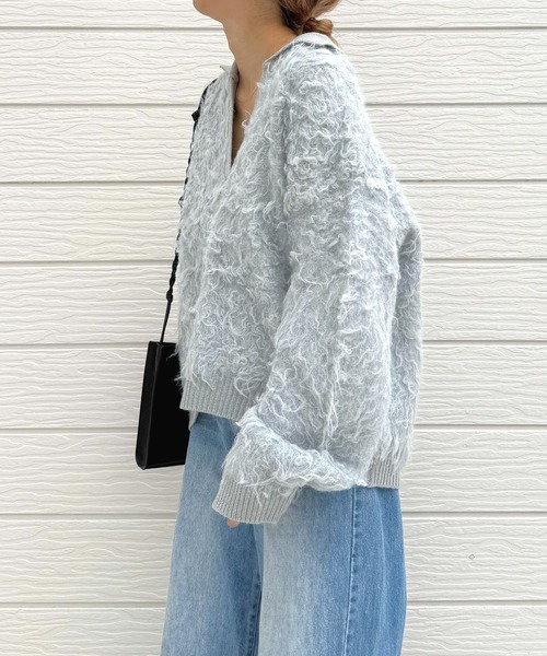 Q（キュー）の「シャギーVニット（ニット/セーター・レディース・アイボリー/ライトグレー・MEDIUM）」の21枚目の写真