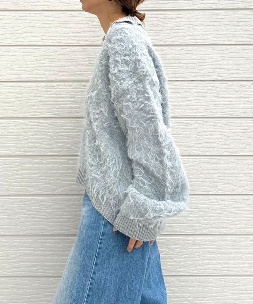 Q（キュー）の「シャギーVニット（ニット/セーター・レディース・アイボリー/ライトグレー・MEDIUM）」の19枚目の写真