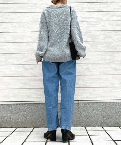 Q（キュー）の「シャギーVニット（ニット/セーター・レディース・アイボリー/ライトグレー・MEDIUM）」の13枚目の写真