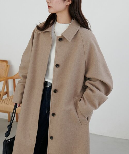 【未使用】DISCOAT ベージュ ウール ピーコート 中空糸ステンカラーコート（ステンカラーコート）｜DISCOAT（ディス