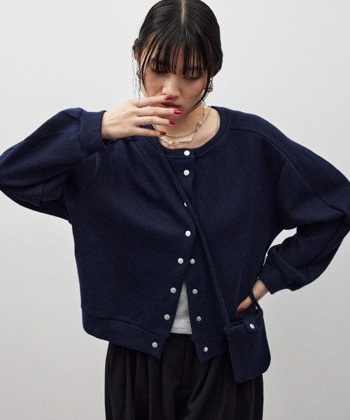 HANNE(アン)の「ポーチセットニットカーディガン(カーディガン/ボレロ・レディース・ネイビー/チャコールグレー/グレー・FREE)」の5枚目の写真