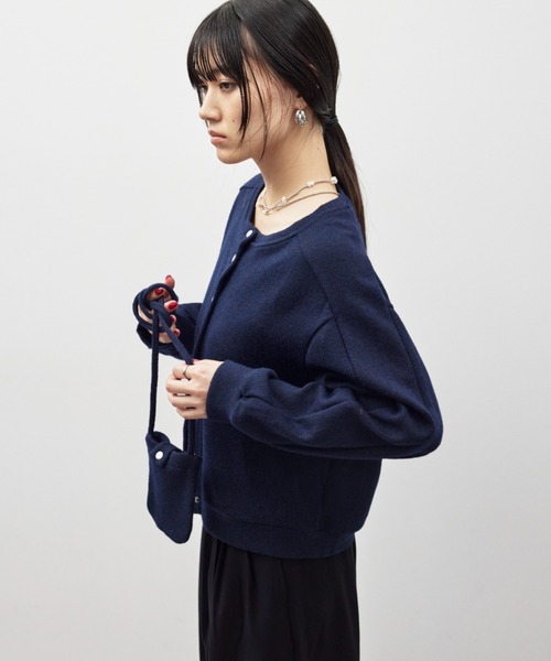 HANNE(アン)の「ポーチセットニットカーディガン(カーディガン/ボレロ・レディース・ネイビー/チャコールグレー/グレー・FREE)」の6枚目の写真