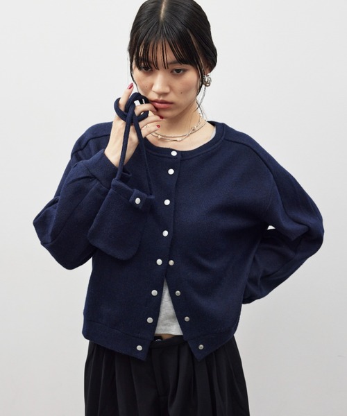 HANNE(アン)の「ポーチセットニットカーディガン(カーディガン/ボレロ・レディース・ネイビー/チャコールグレー/グレー・FREE)」の10枚目の写真