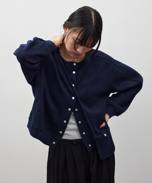 HANNE(アン)の「ポーチセットニットカーディガン(カーディガン/ボレロ・レディース・ネイビー/チャコールグレー/グレー・FREE)」の11枚目の写真