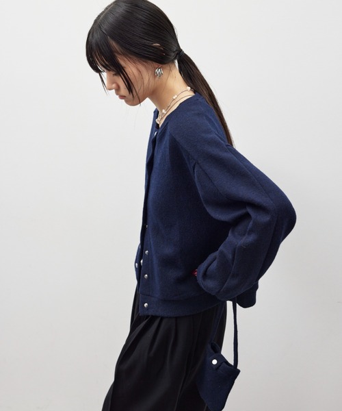 HANNE(アン)の「ポーチセットニットカーディガン(カーディガン/ボレロ・レディース・ネイビー/チャコールグレー/グレー・FREE)」の12枚目の写真