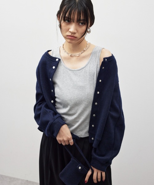HANNE(アン)の「ポーチセットニットカーディガン(カーディガン/ボレロ・レディース・ネイビー/チャコールグレー/グレー・FREE)」の15枚目の写真