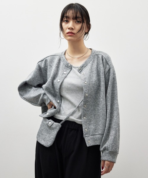 HANNE(アン)の「ポーチセットニットカーディガン(カーディガン/ボレロ・レディース・ネイビー/チャコールグレー/グレー・FREE)」の16枚目の写真
