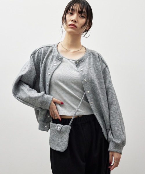 HANNE(アン)の「ポーチセットニットカーディガン(カーディガン/ボレロ・レディース・ネイビー/チャコールグレー/グレー・FREE)」の17枚目の写真