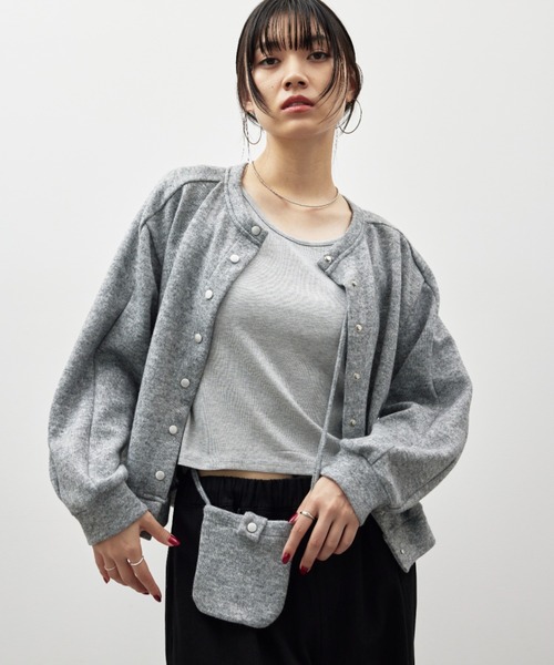 HANNE(アン)の「ポーチセットニットカーディガン(カーディガン/ボレロ・レディース・ネイビー/チャコールグレー/グレー・FREE)」の22枚目の写真
