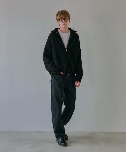 OSKR(オーエスケーアール)の「OSKR別注 ジップ シャギードライバーズニット(ニット/セーター・メンズ・チャコールグレー/ブラック・MEDIUM/LARGE)」の4枚目の写真