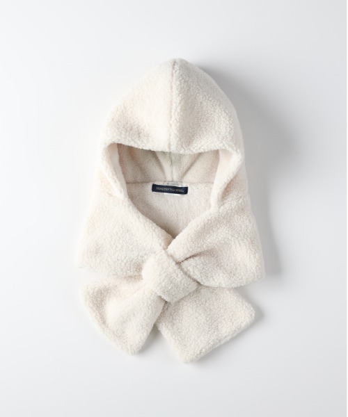 HONEYSUCKLE ROSE】フード付き ボアマフラー (防寒 / ふわふわ / 小顔