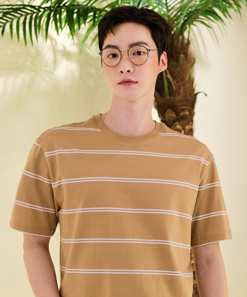 CHASECULT(チェイスカルト)の「共用ストライプ半袖Tシャツ-DBZU5805C0X(Tシャツ/カットソー・メンズ・Beige・90/100/95/105)」の2枚目の写真