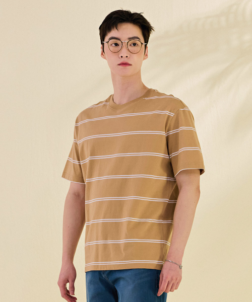 CHASECULT(チェイスカルト)の「共用ストライプ半袖Tシャツ-DBZU5805C0X(Tシャツ/カットソー・メンズ・Beige・90/100/95/105)」の5枚目の写真