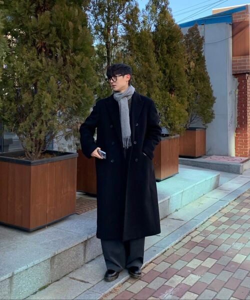 MUSINSA STANDARD（ムシンサスタンダード）の「カシミアブレンドパパショルダーダブルロングコート[ブラック]（チェスターコート・メンズ・その他・LARGE/X-LARGE/XX-LARGE/MEDIUM）」の12枚目の写真