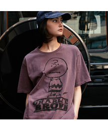 チャーリーブラウンピグメントTシャツ(バーガンディ)