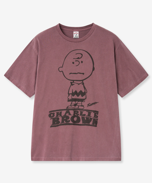 VTWO(ブイツー)の「チャーリーブラウンピグメントTシャツ(バーガンディ)(Tシャツ/カットソー・メンズ・その他・SMALL/MEDIUM/LARGE)」の2枚目の写真