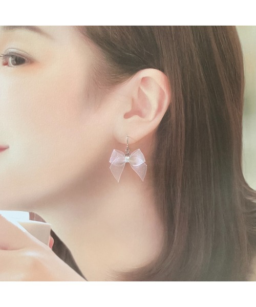 tone(トーン)の「【TOMEI LAB】オーガンジー リボン ピアス(MA)(ピアス(両耳用)・レディース・ホワイト/ネイビー/ブラック・FREE)」の17枚目の写真