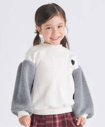 apres les cours | 【あったか/裏起毛】ハート刺繍袖ボアトレーナー(スウェット)