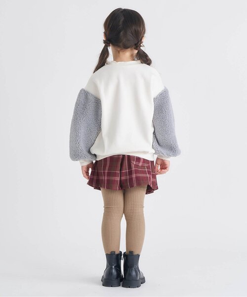 apres les cours（アプレレクール）の「【あったか/裏起毛】ハート刺繍袖ボアトレーナー（スウェット・キッズ・ラベンダー/アイボリー・80/90/100/110/120/130/140）」の7枚目の写真