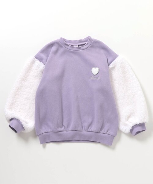 apres les cours（アプレレクール）の「【あったか/裏起毛】ハート刺繍袖ボアトレーナー（スウェット・キッズ・ラベンダー/アイボリー・80/90/100/110/120/130/140）」の12枚目の写真