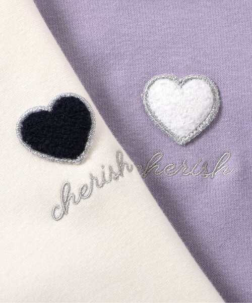 apres les cours（アプレレクール）の「【あったか/裏起毛】ハート刺繍袖ボアトレーナー（スウェット・キッズ・ラベンダー/アイボリー・80/90/100/110/120/130/140）」の4枚目の写真