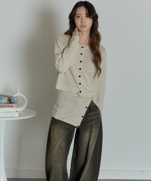 セール】【2点セット】ニットカーディガンxチューブトップ