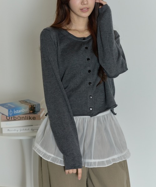 セール】【2点セット】ニットカーディガンxチューブトップ