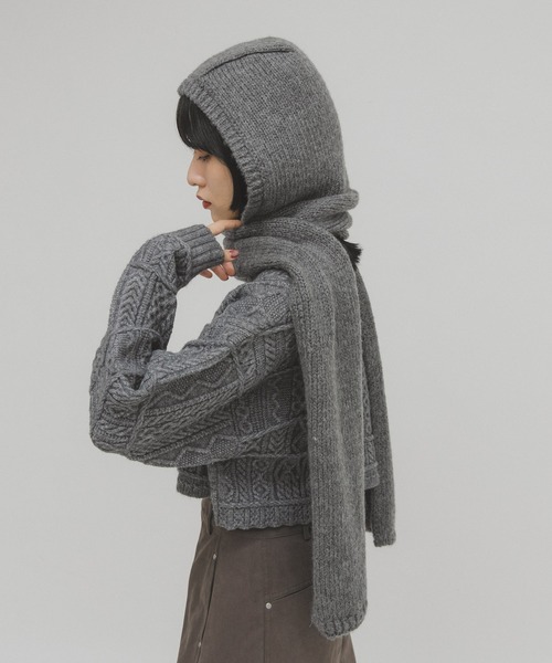 KBF（ケイビーエフ）の「フードマフラー（マフラー・レディース・アイボリー/グレー・ONE）」の9枚目の写真