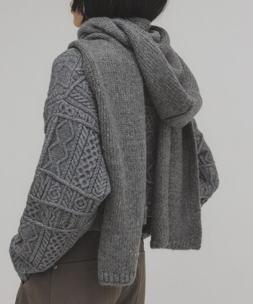 KBF（ケイビーエフ）の「フードマフラー（マフラー・レディース・アイボリー/グレー・ONE）」の10枚目の写真