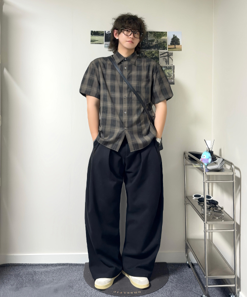 JUAN HOMME(ジュアンオム)の「ルーズドチェックハーフシャツ(ブラウン)(シャツ/ブラウス・レディース・その他・LARGE/MEDIUM)」の9枚目の写真