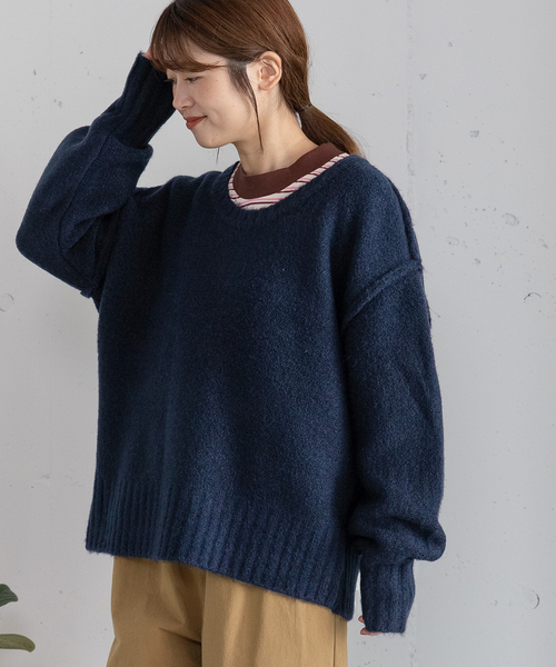 POU DOU DOU（プードゥドゥ）の「Uネックカラーニット（ニット/セーター・レディース・ネイビー/レッド/グリーン/グレー・M）」の22枚目の写真
