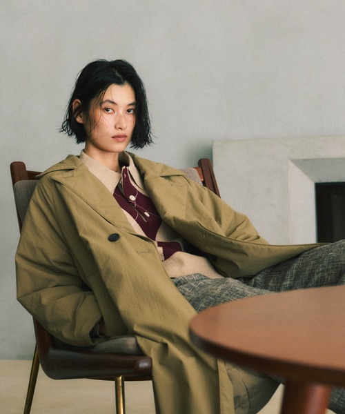 NANO universe(ナノユニバース)の「ETHERMALOFT(R)AEROGEL 中綿リバーシブルコート(チェスターコート・レディース・グリーン系その他4/ブラック・M/S)」の4枚目の写真