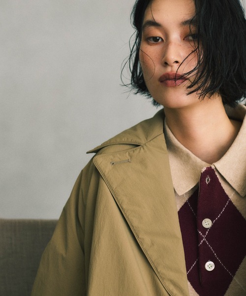 NANO universe(ナノユニバース)の「ETHERMALOFT(R)AEROGEL 中綿リバーシブルコート(チェスターコート・レディース・グリーン系その他4/ブラック・M/S)」の6枚目の写真