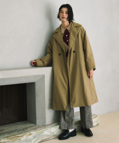 NANO universe(ナノユニバース)の「ETHERMALOFT(R)AEROGEL 中綿リバーシブルコート(チェスターコート・レディース・グリーン系その他4/ブラック・M/S)」の3枚目の写真