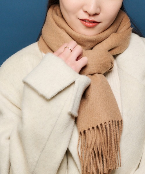 MOONBAT（ムーンバット）の「カシミヤ100％ 洗える 無地 マフラー（マフラー・レディース・ブラウン/キャメル/ダークグレー/グレー/オフホワイト/ブラック・FREE）」の6枚目の写真