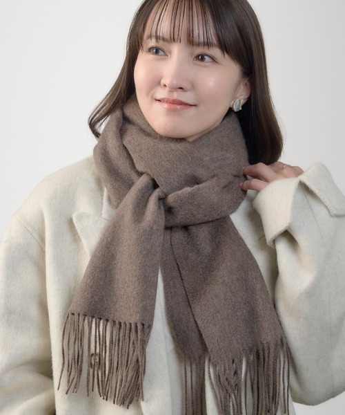 MOONBAT（ムーンバット）の「カシミヤ100％ 洗える 無地 マフラー（マフラー・レディース・ブラウン/キャメル/ダークグレー/グレー/オフホワイト/ブラック・FREE）」の5枚目の写真