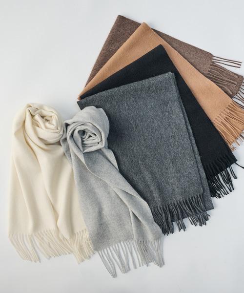 カシミヤ100％ 洗える 無地 マフラー（マフラー）｜MOONBAT（ムーン