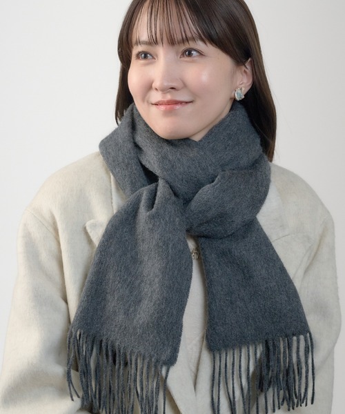 MOONBAT（ムーンバット）の「カシミヤ100％ 洗える 無地 マフラー（マフラー・レディース・ブラウン/キャメル/ダークグレー/グレー/オフホワイト/ブラック・FREE）」の16枚目の写真