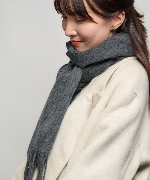 MOONBAT（ムーンバット）の「カシミヤ100％ 洗える 無地 マフラー（マフラー・レディース・ブラウン/キャメル/ダークグレー/グレー/オフホワイト/ブラック・FREE）」の17枚目の写真