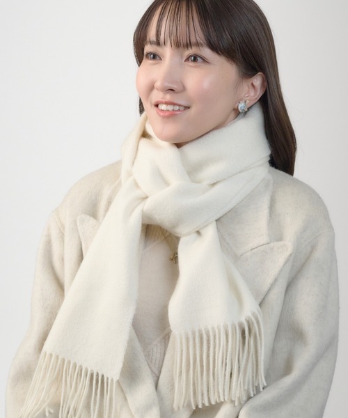 MOONBAT（ムーンバット）の「カシミヤ100％ 洗える 無地 マフラー（マフラー・レディース・ブラウン/キャメル/ダークグレー/グレー/オフホワイト/ブラック・FREE）」の9枚目の写真