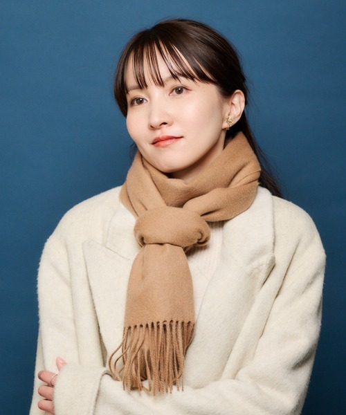 MOONBAT（ムーンバット）の「カシミヤ100％ 洗える 無地 マフラー（マフラー・レディース・ブラウン/キャメル/ダークグレー/グレー/オフホワイト/ブラック・FREE）」の22枚目の写真