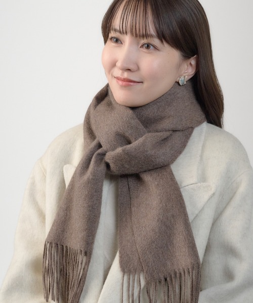 MOONBAT（ムーンバット）の「カシミヤ100％ 洗える 無地 マフラー（マフラー・レディース・ブラウン/キャメル/ダークグレー/グレー/オフホワイト/ブラック・FREE）」の20枚目の写真
