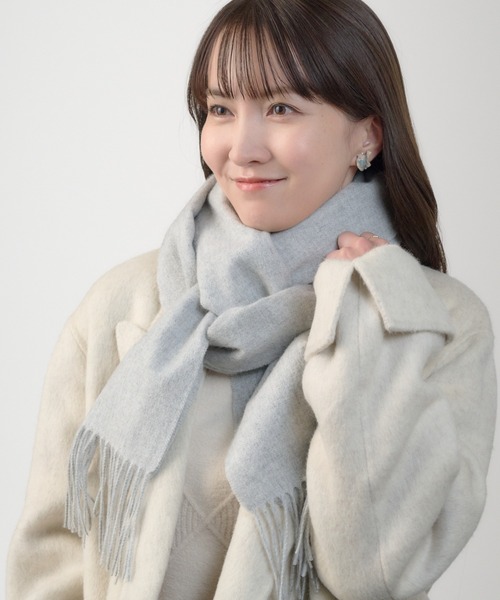 MOONBAT（ムーンバット）の「カシミヤ100％ 洗える 無地 マフラー（マフラー・レディース・ブラウン/キャメル/ダークグレー/グレー/オフホワイト/ブラック・FREE）」の14枚目の写真