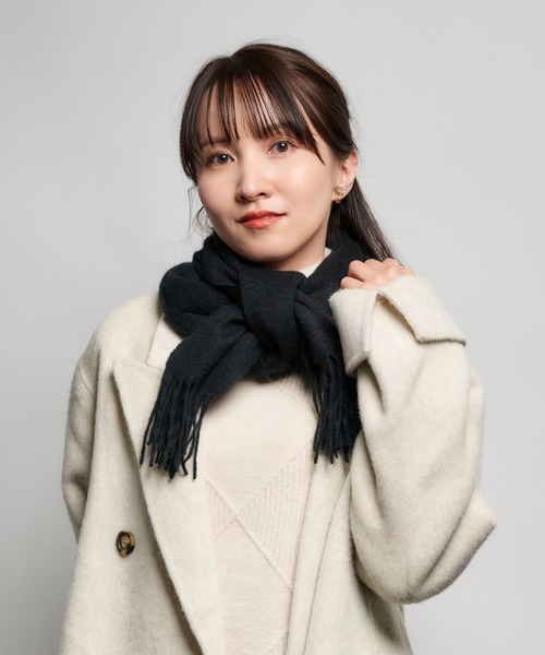 MOONBAT（ムーンバット）の「カシミヤ100％ 洗える 無地 マフラー（マフラー・レディース・ブラウン/キャメル/ダークグレー/グレー/オフホワイト/ブラック・FREE）」の12枚目の写真